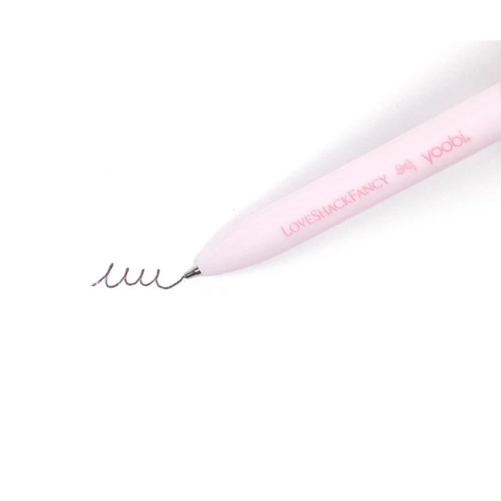 LoveShackFancy x Yoobi Pink Bow Glitter Ballpoint Pen Black Ink New NIP